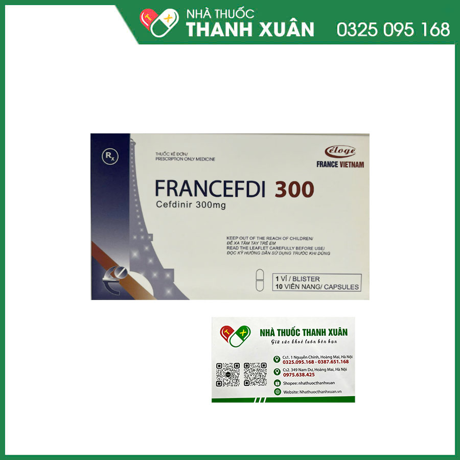 Francefdi 300 thuốc kháng sinh điều trị nhiễm khuẩn đường hô hấp, nhiễm khuẩn da và mô
